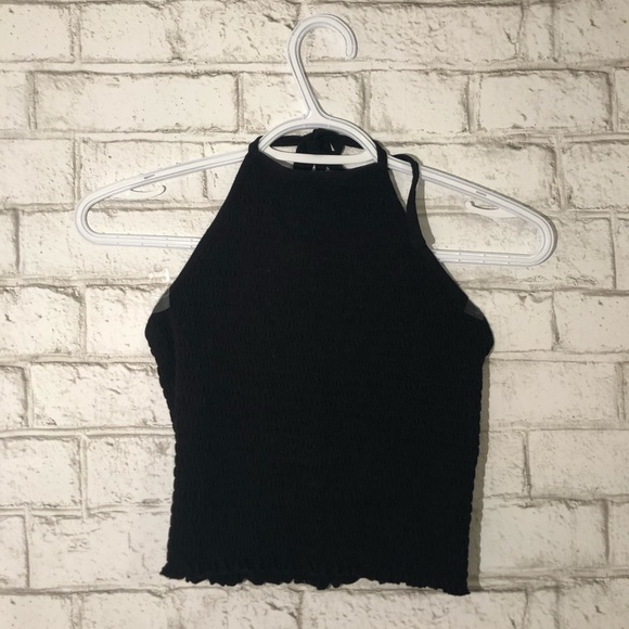 Smocked Black High Neck Tank - Picture 1 of 1